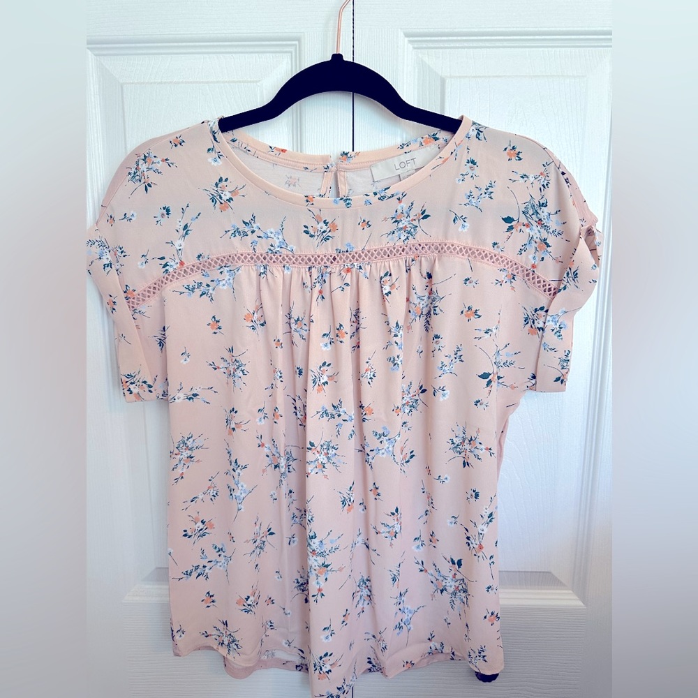 LOFT Pleated Mixed Media Top